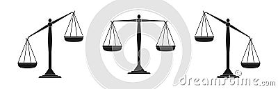 Scales icon set. Law scales in balance and imbalance. Vector Vector Illustration